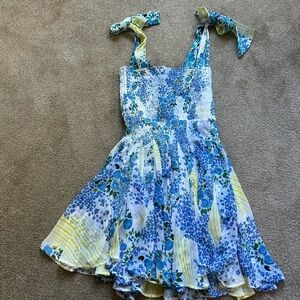 All Things Mochi Blue Darna Patchwork Floral Mini Dress